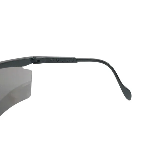 Vintage Uvex Sunglasses Face Across Matte Black Shield Semi Rim Frames Gray Lens